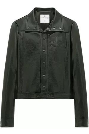 Courrèges Men Leather Jackets - Button-up faux-leather jacket - Black