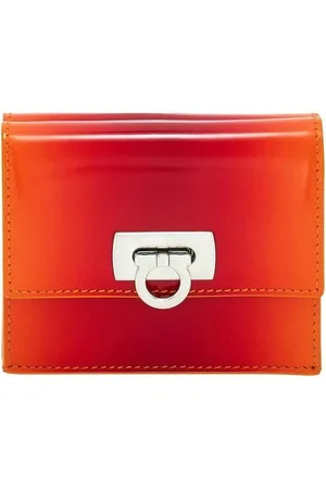 Salvatore Ferragamo Orange Icona Gancini Zip Around Wallet Small