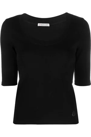 Moncler Women Tops - Logo-patch ribbed top - Black