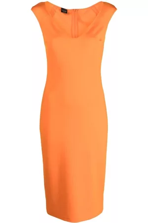 Pinko V-neck pencil dress - Orange