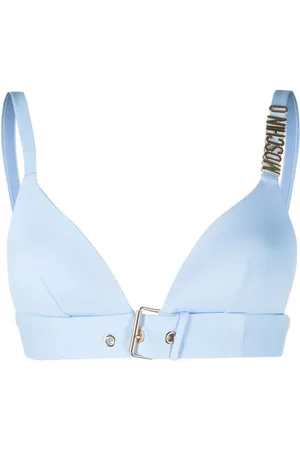 Moschino Logo-plaque triangle bikini top - Blue