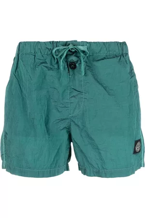 Stone Island Men Swim Shorts - Logo-patch crinkled shorts - Green