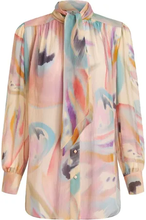 Etro Painterly-print pussy-bow blouse