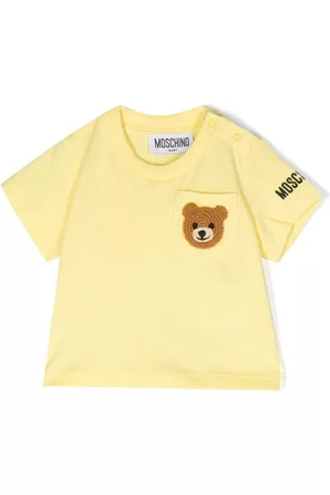 Moschino Embroidered-bear cotton T-shirt - Yellow