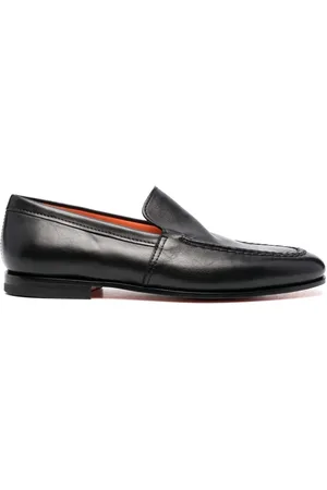 santoni Almond-toe leather loafers