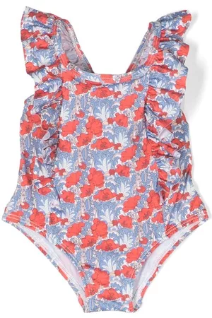 Tartine Et Chocolat Swimsuits - Floral-print ruffled one-piece - Red