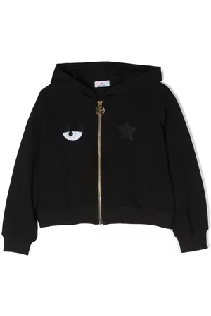 Chiara Ferragni Girls Bomber Jackets - Logo-print hooded jacket - Black
