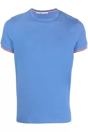 Moncler Men Short Sleeved T-Shirts - Logo-patch short-sleeve T-shirt - Blue
