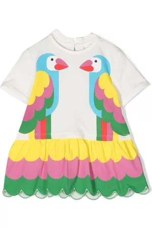 Stella McCartney Printed Dresses - Parrot-print cotton dress - White