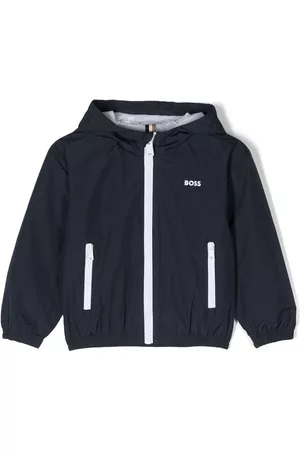HUGO BOSS Bomber Jackets - Chest logo-print hooded jacket - Blue