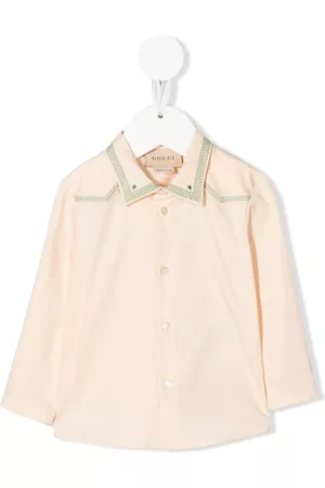 Gucci Shirts - Embroidered cotton shirt - Neutrals