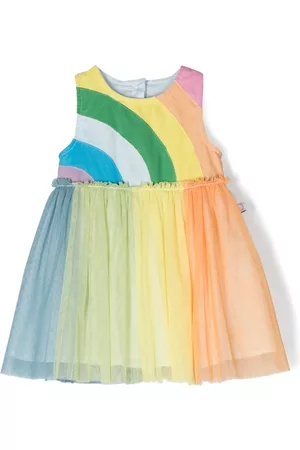 Stella McCartney Girls Casual Dresses - Rainbow-striped tulle dress - Yellow