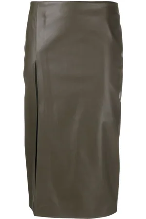 BLANCA Front slit-detail midi skirt