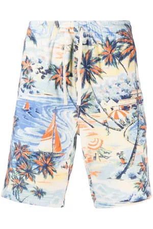 Ralph Lauren Palm-tree cotton-blend track shorts - Blue