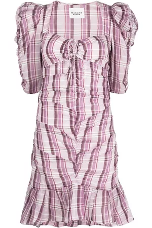 Marant Etoile Plaid-check print dress - Pink