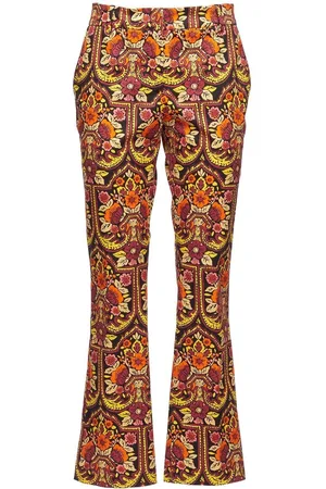 La DoubleJ Floral-pattern flared trousers