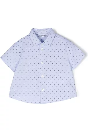 Emporio Armani Shirts - Monogram-pattern shirt - Blue