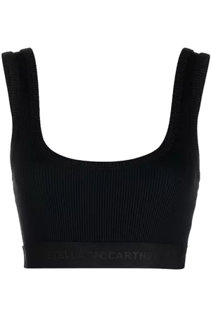 Stella McCartney Women Tank Tops - Fine-ribbed cropped vest top - Black