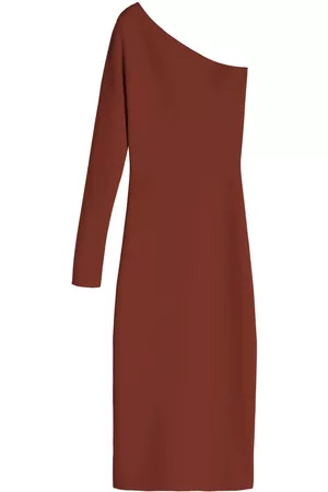 Victoria Beckham Single-sleeve bodycon midi dress - Brown