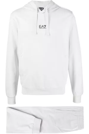 EA7 Logo-print cotton tracksuit - Grey