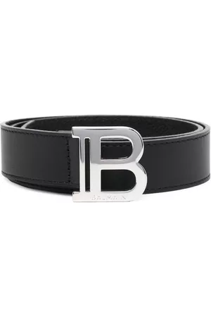Balmain Logo-buckle leather belt - Black