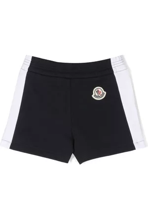 Moncler Logo-patch cotton track shorts - Blue