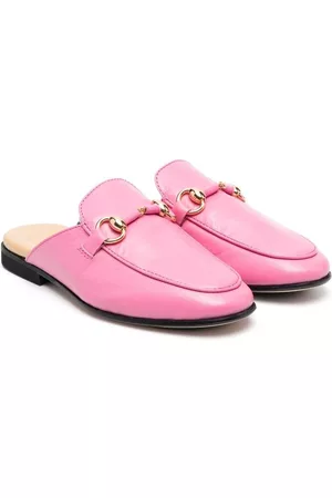 GALLUCCI Girls Mules - Calf-leather almond-toe mules - Pink