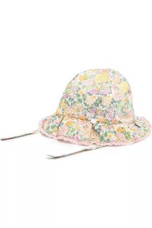 Tartine Et Chocolat Girls Hats - Floral-print cotton sun hat - Pink