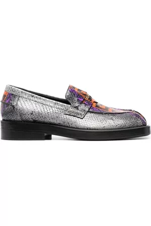 VERSACE Snakeskin leather loafers - Grey