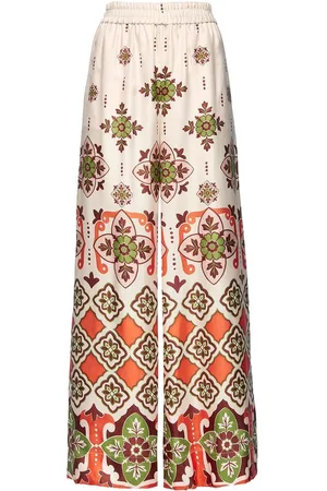 La DoubleJ Printed silk palazzo trousers