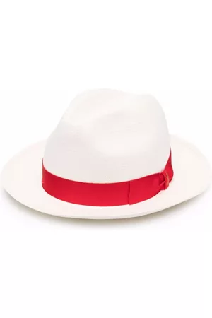 Borsalino Side bow-detail hat - White