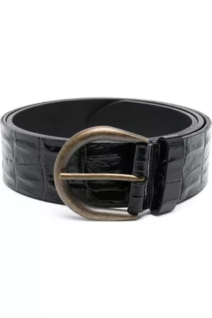 Saint Laurent Crocodile-effect leather belt - Black