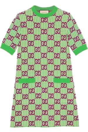 Gucci Women Mini Dresses - GG wool houndstooth minidress - Green