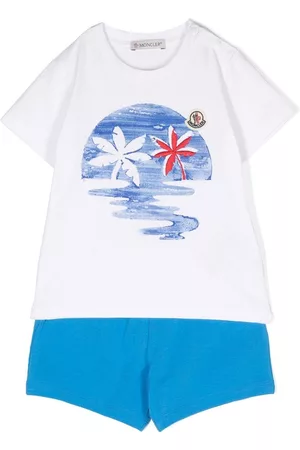 Moncler Palm-tree T-shirt shorts set - White