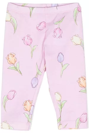 MONNALISA Floral-print stretch-cotton leggings - Pink