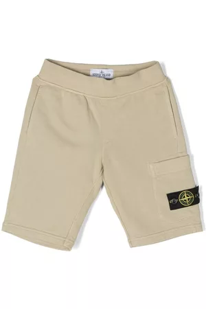Stone Island Boys Shorts - Logo patch cargo shorts - Neutrals