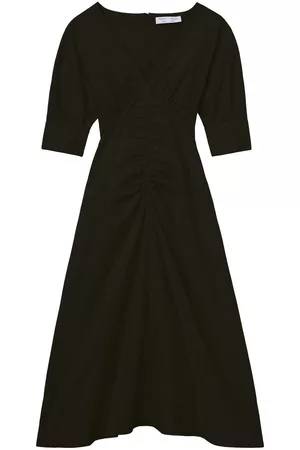 PROENZA SCHOULER WHITE LABEL Women Puff Sleeve Dress - V-neck puff-sleeve poplin dress - Black