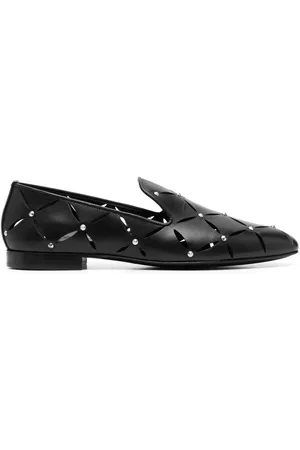 VERSACE Men Loafers - Cut-out leather loafers - Black