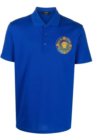 Versace Signature Print Collar Cotton Polo Shirt - ShopStyle