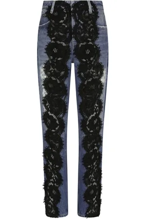 Dolce & Gabbana Lace-appliqué straight-leg jeans