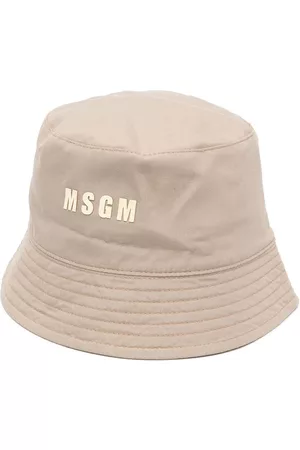 Msgm Girls Hats - Logo-print bucket hat - Neutrals