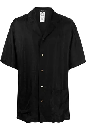 VERSACE Brocade-effect short-sleeve shirt - Black