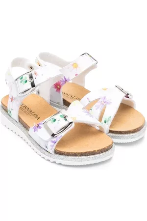 MONNALISA Sandals - Floral-print sandals - White