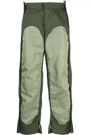 Diesel Men Wide Leg Pants - Contrast wide-leg trousers - Green