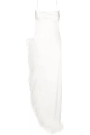 Retrofete Women Evening Dresses - Priscilla feather long dress - White