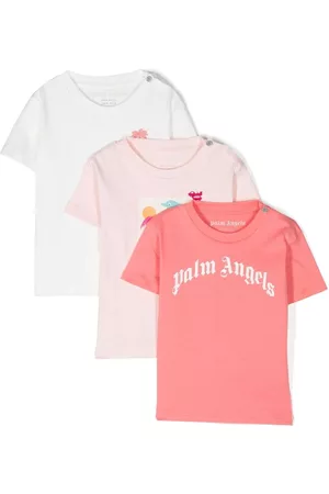 Palm Angels Short Sleeved T-Shirts - Short-sleeve cotton T-shirt set - Pink