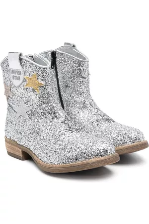 MONNALISA Glitter Western 30mm boots - Silver
