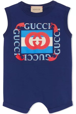 Gucci Rompers - Logo-print sleeveless shortie - Blue