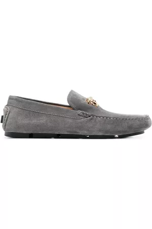 VERSACE Men Loafers - Medusa Head suede loafers - Grey