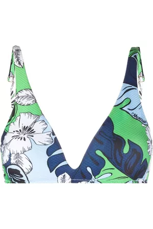 Moschino Women Triangle Bikinis - Floral-print triangle bikini top - Blue